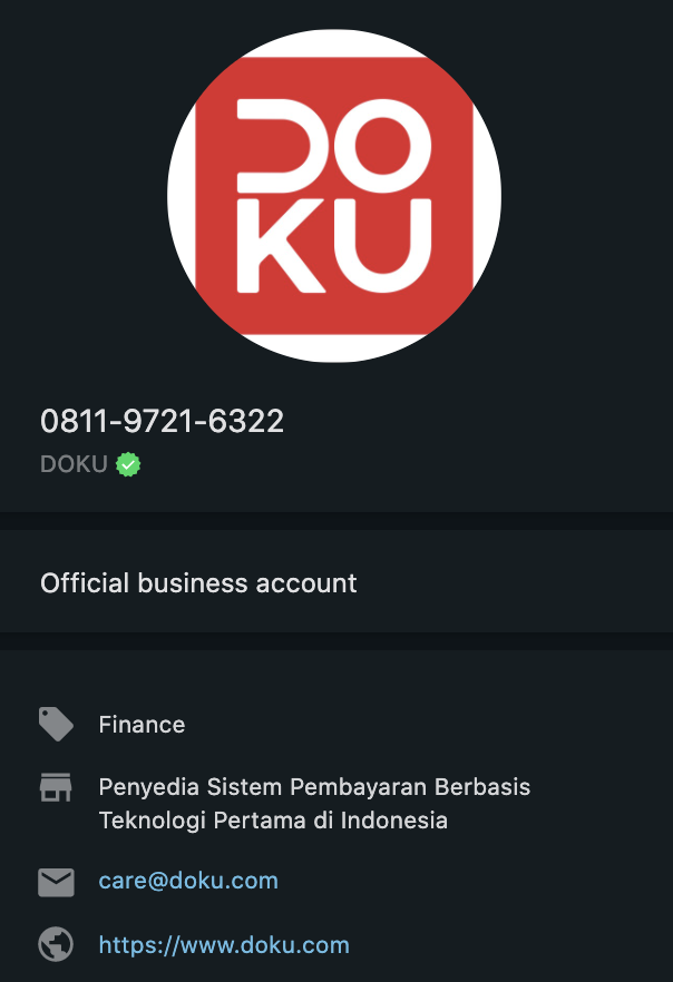 Verified WhatsApp Account of DOKU